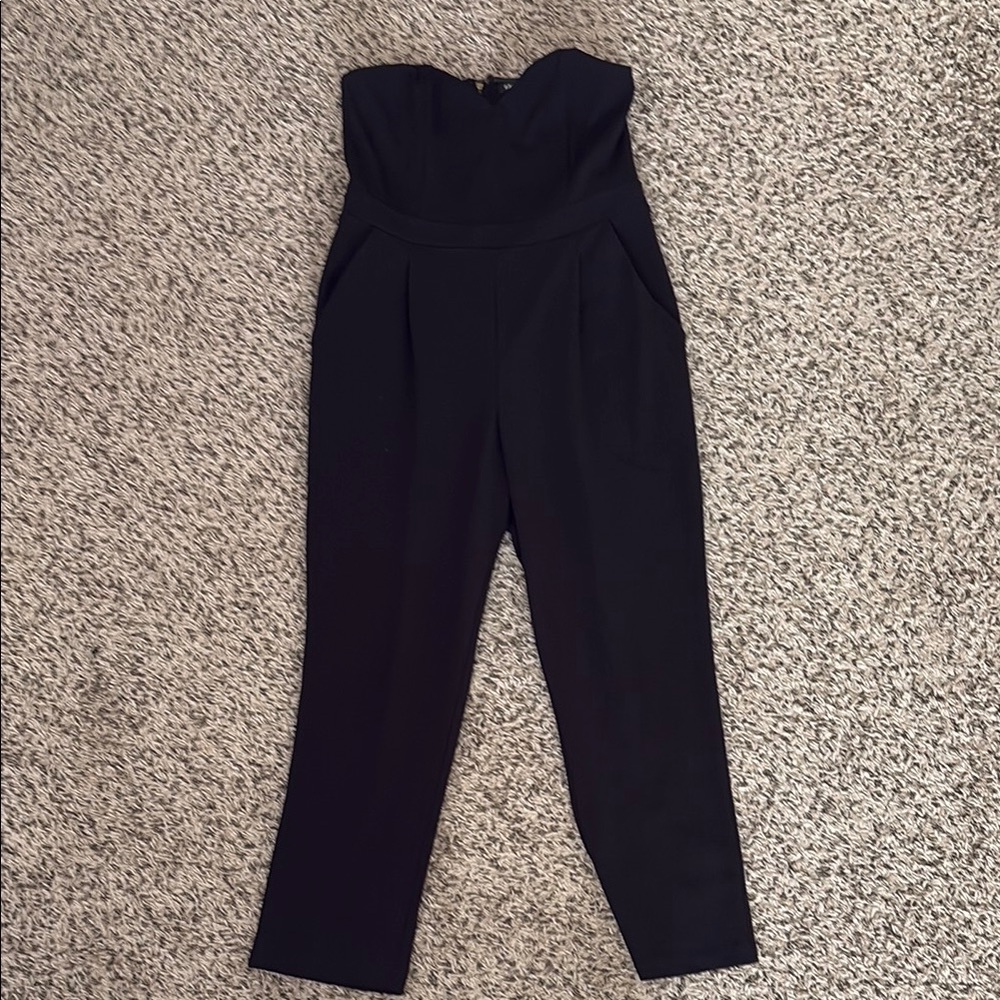 Express Black Strapless Jumpsuit with Tapered Legs